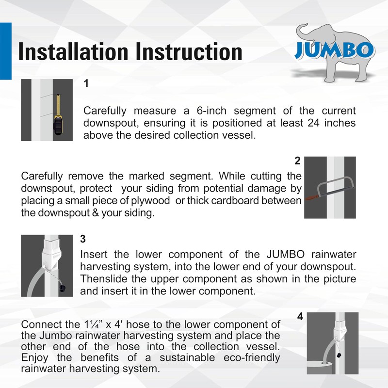 JUMBO Rooftop Rainwater Harvesting System from Downspouts Diverter Size 2”