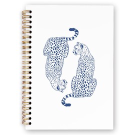 dvhdajed Blue Leopards Spiral Notebook, Retro Trendy Cheetahs Journaling Notebooks, Minimalist Funky Cheetah Spiral Journal for Girls Women, Leopard Print Office School Supplies Gifts, 5.5x8.3 In