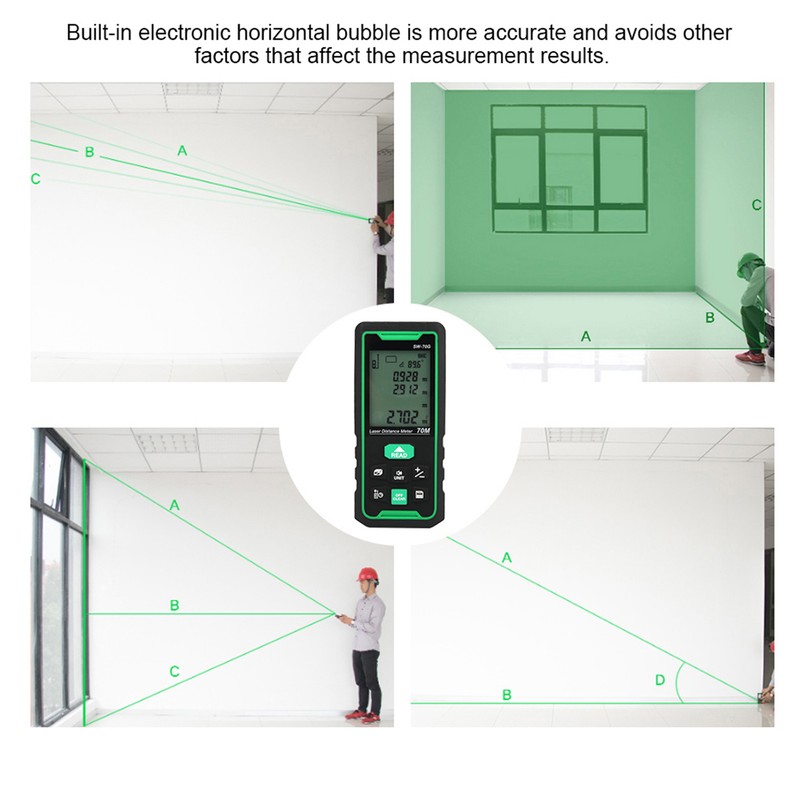 SW-70G 70m Handheld LCD Digital Green Beam Laser Distance Meter