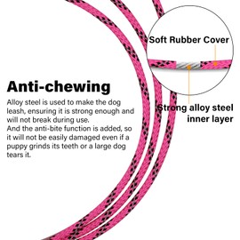SUNDEE 1.2/1.5/1.8m Dog Lead with Comfortable Padded Handle for Large and Medium Pets, Strong Steel Leash Rope for Control Training or Walking with Double Buckle(1.5m,Pink)