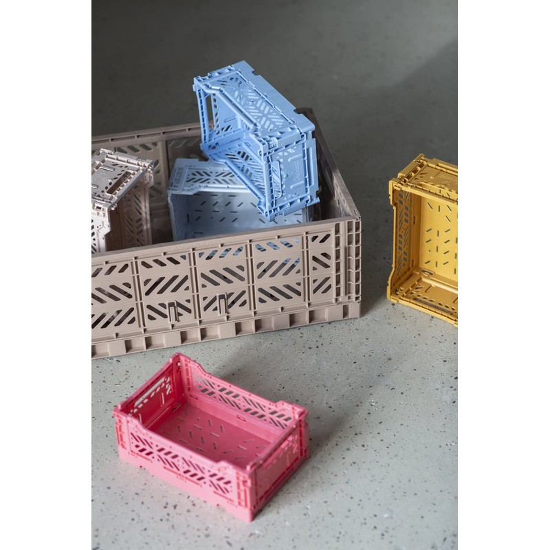 Ay-Kasa Folding Crate, Sturdy Folding Box, Plastic, Stackable, Milk Tea,