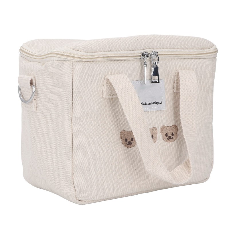 Diaper Shoulder Bag Oxford Cloth Large Capacity Embroidery Bear Pattern