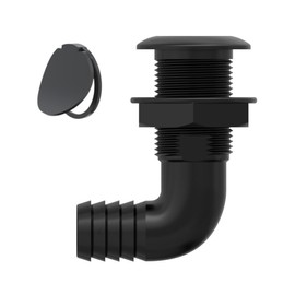 SEAFLO 3/4" 90° ángulo a través del casco con válvula de retención integrada, anticorrosión y ultra duradera para marina, barco, yate, caravana, camión, 4 años de garantía (3/4 pulgadas, negro,