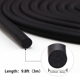 Trimold Backer Rod for Gaps and Joints, Black Rubber Caulk Saver Weather Stripping Concrete Filler Rope (1/4in Diameter x 9.8ft Length)