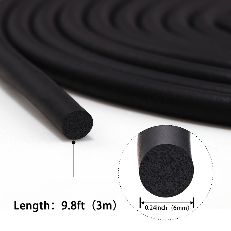 Trimold Backer Rod for Gaps and Joints, Black Rubber Caulk