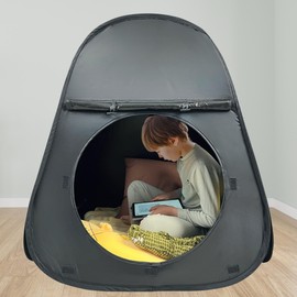 lukidoki Sensory Tent for Kids & Adults with Autism ADHD SPD - CPC Certification Large Size 39x34in Black Out Calm Corner Helps Children Relax Reduce Anxiety - Pop-up Autistic Sensory Room Play Tent