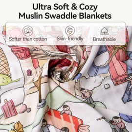 Baby Muslin Swaddle Blanket for Boys & Girls- 47x47 Inch, Nursery Receiving Blanket for Newborn, Ultra-Soft, Breathable, Multi-Use, Machine Washable
