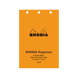 Rhodia Mini 3-Hole Organizer, 2 Pack Set, RHODIA Organizer-Compatible Refill, Vellum Square 0.2 x 2.0 inches (5 x 5 cm), Trim Size 3.7 x 2.6 inches (9.5 x 6.5 cm), Bible Width, 0.2 inches (5 mm), 40