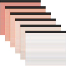 Lincia 6 Pcs 11" x 9.5" Legal Pads College Ruled Notepad Landscape Notebook Horizontal Lined Notebook 80 Gsm Assorted Colors Paper Pastel Writing Pads for School Office, 40 Sheet (Gradient Orange)