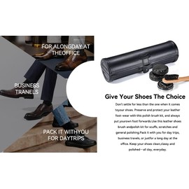 YUET Shoe Care Set, Shoe Cleaning Set 9 Pieces with a Smooth and Elegant Wooden Brush in Practical Bag with PU Case, Shoe Cleaning Travel Set with Brush, Sturdy Bristles, black