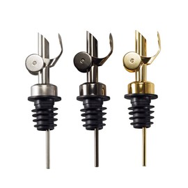 Olive Oil Dispenser Bottle for Kitchen, Coffee Syrup Dispenser w. Weighted Pourer, Glass Bottle Dispenser for Kitchen, Olive Oil Cruet, Glass Olive Olive Bottle | Set of 2 (Silver)