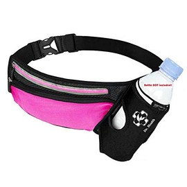 Riñonera deportiva para correr con botella de agua, soporte para teléfono celular, cinturón de hidratación, riñonera reflectante, diseño de rayas para