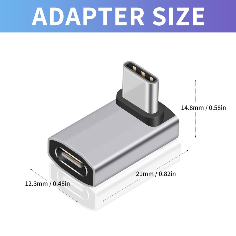 Duttek USB C 90 Degree Adapter 40Gbps, Right Angle PD