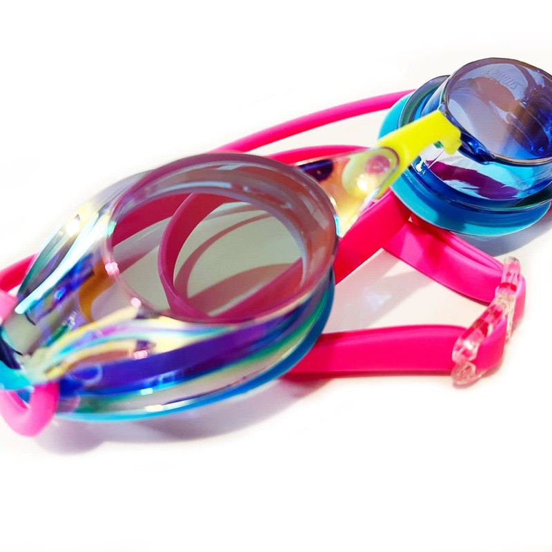 Swimz ATOM low profile Mirrored Racing/Training goggles - Blue/Pink