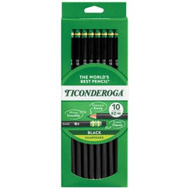Ticonderoga Wood-Cased Pencils, Pre-Sharpened, 2 HB Soft, Black, 10 Count