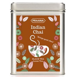 PRAANA TEA Indian Chai Black Tea with Spices, Gift Tin, 100 g
