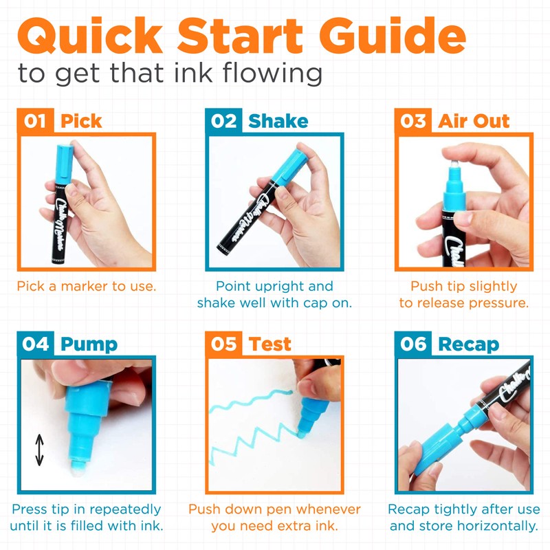 Fine Tip Chalk Pens - Pack of 10 colour markers