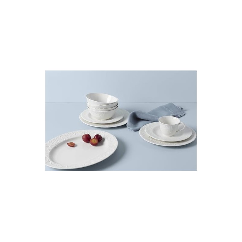 Lenox Opal Innocence Carved Large Oval Platter -,White