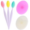 5 Pcs Mini Exfoliating Brush Set - 2 Pcs Silicone