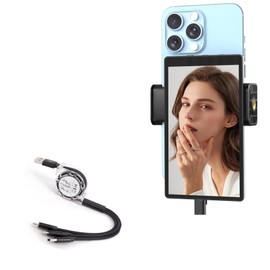 BoxWave Cable Compatible with VITANO Vlog Monitor (5 in) - AllCharge miniSync, Retractable, Portable USB Cable - Jet Black