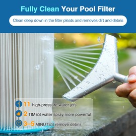 LAMTOP Premium Pool & Spa Filter Cartridge Cleaner, Removes Debris & Dirt from Pool Filters in Seconds, Heavy Duty & Durable Pool Cartridge Filter Cleaner, Filter Cleaning Wand Tool for Hot Tub