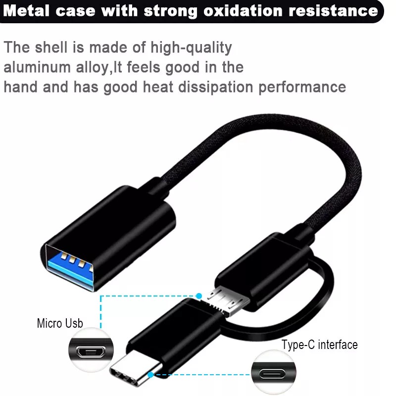 Universal 2 In1 Type C Micro USB Male To USB