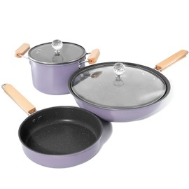 FUGA CRAFT 3-Piece Stainless Steel Nonstick Cookware Set,Wok, Soup Pot & Frying Pan, Durable Pots and Pans for Kitchen, Healthy Cookware for Daily Cooking