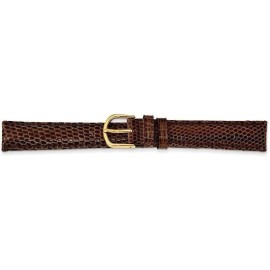 Unbranded 16mm 7.5" Brown Genuine Lizard Leather Gold-tone Buckle Watch Band