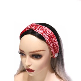 Fashion Thick Headbands for Women - Elastic Twisted Knot Stretchy Hair Bands | Soft Wide Non-Slip Head Wraps & Turban Style Hair Accessories for Women (Red, Adjustable)