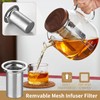 DOPUDO Glass Teapot With Stainless Steel Infuser 1200ml, Glass Tea