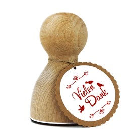 Original Stemplino® Maxi Stamp XL – Thank You – For Gifts and Cards – High-Quality Wooden Stamp 78 x 46 mm Round – Also Beautiful as a Gift