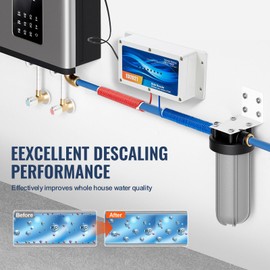 Happybuy Electronic Water Descaler System - Whole House Salt - Free Solution to Reduce Scale Build - Up, Ideal for All Plumbing Pipes, Built to Last Over 6 Years