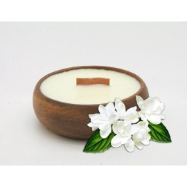 Hawaiian Candle & Bath Company Pikake Candle in Reusable Bowl - Wooden Wick - Soy Wax