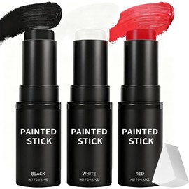 Face Paint Sticks 3 Pack Red White & Black – Creamy Twist-Up Crayons, Sweatproof High Pigment for England Face Paint, Halloween & Goth Makeup, Vampire Cosplay & Dress Up (21G, 7G*3)