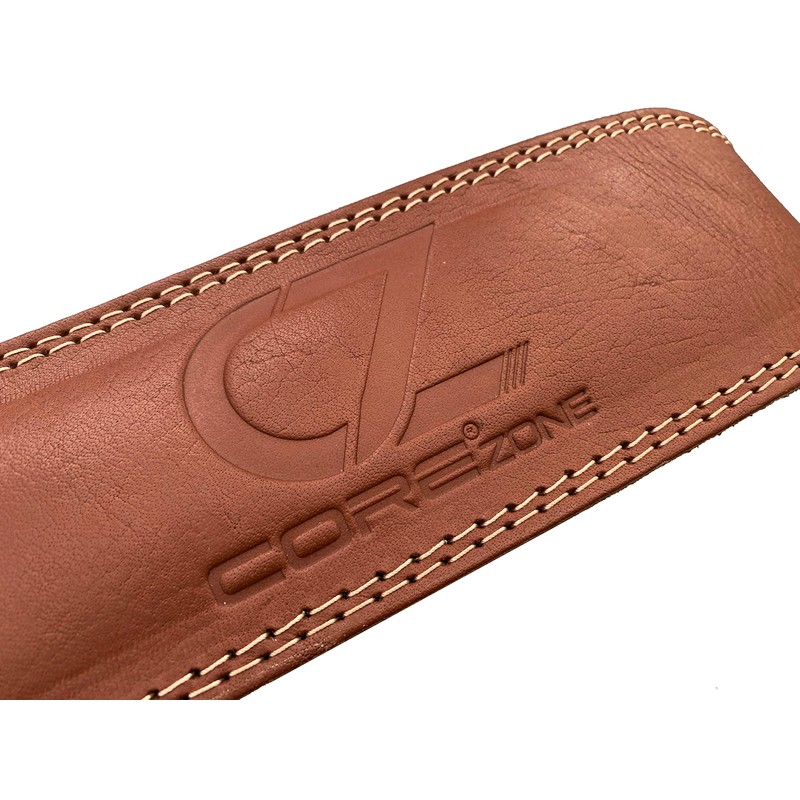 COREZONE Genuine Leather 4" Weight Lifting Belt for Men and