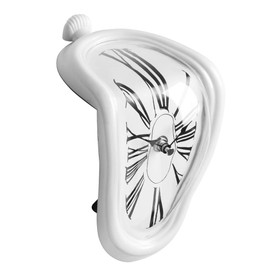 Petilleur Creative Dali Watch Melting Clock Surrealistic Table Shelf Desk Fashion Melted Clock Salvador Dali Distorted Clock Home Decoration (White)