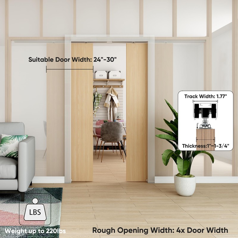 BarnBase 10FT Double Pocket Door Track Kit, 2 Sets of