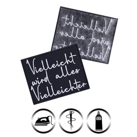 Sew-on with Saying "Vielleicht wird alles Vielleichter" Iron-On Patch with Embroidery Jeans Patches Funny Gift Application for All Fabrics 90 x 70 mm