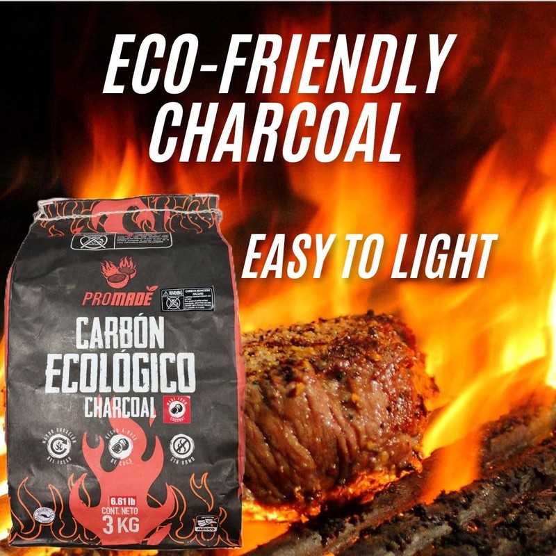 PROMADE - Coconut Shell Charcoal Briquettes – Long-Lasting, High Heat,