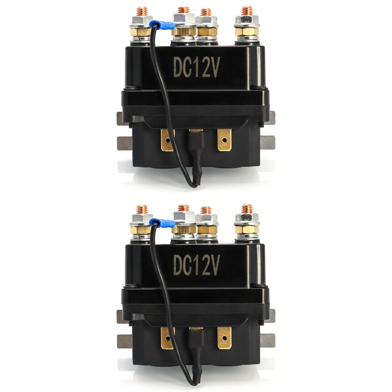 QWORK Solenoid Relay, 12V 250A Winch Relay Solenoid Replacement Contactor
