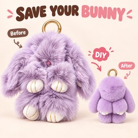 Fluffy Bunny Keychain for Bags & Keys – Messy or Styled Rabbit Charm for Everyday Self-Expression & Gifts