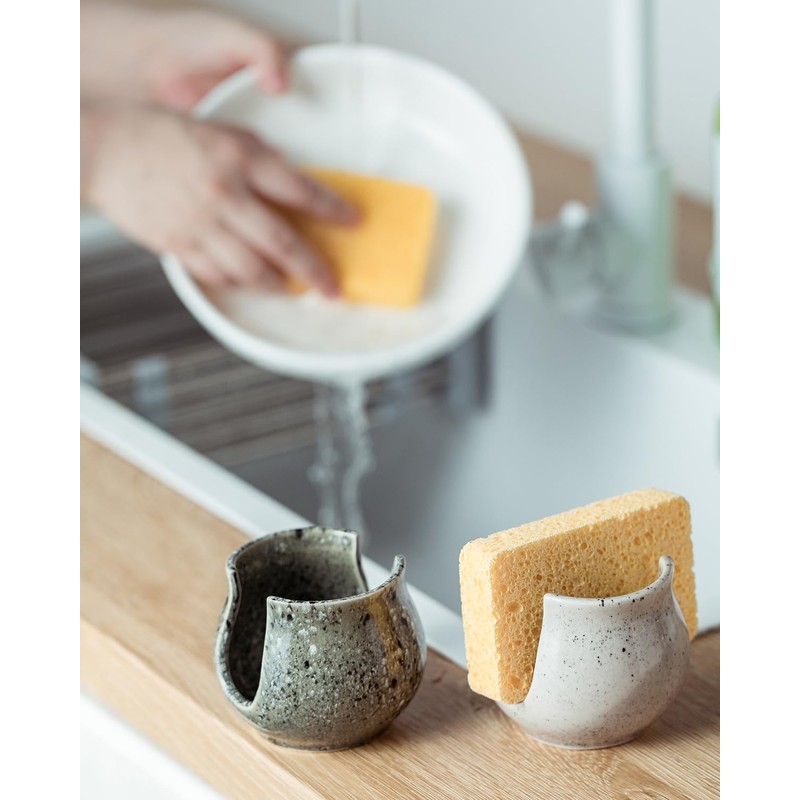 Zoeeker Sponge Holder for Kitchen Sink, Ceramic Dish Sponge Drying