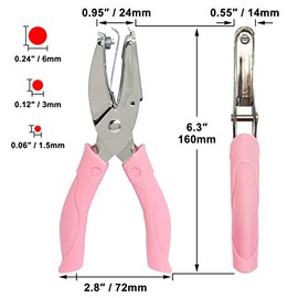 CheeMuii - Juego de 3 perforadoras de papel de mano de metal con mango de plástico para agujeros circulares para manualidades