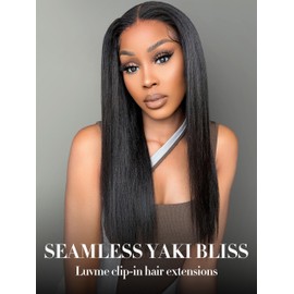 LUVME Hair Extensions Seamless Clip in Hair Extensions Human Hair Yaki Straight 135g 7pcs Natural Black Extensions 20 Inch Real Human Hair