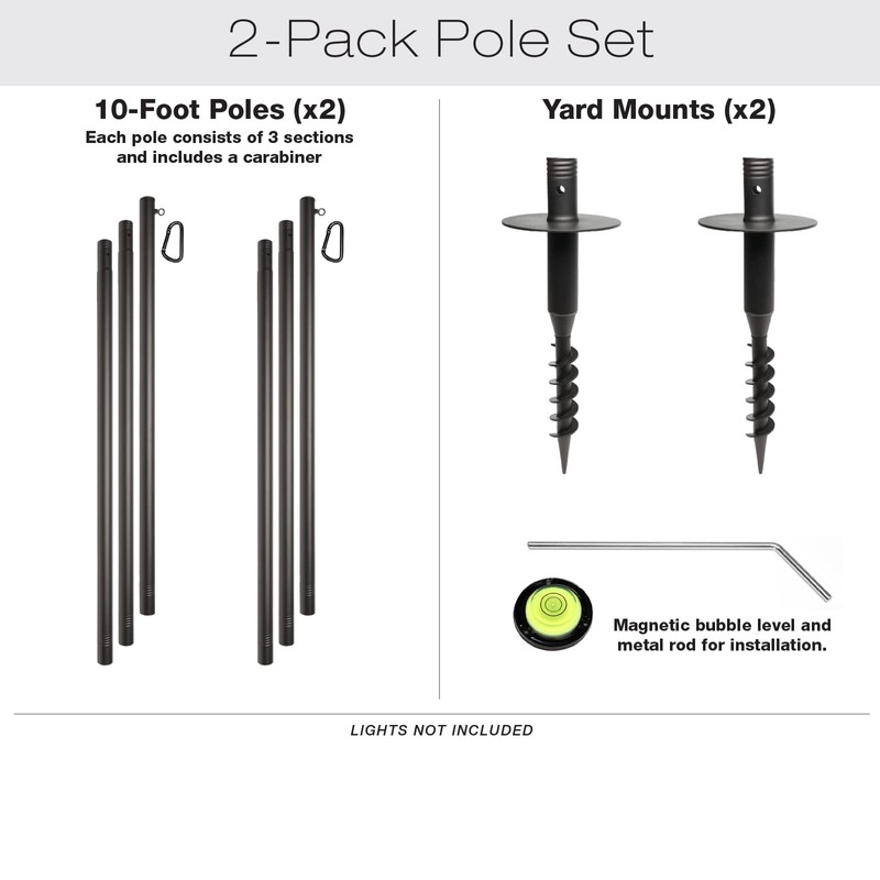 EXCELLO GLOBAL PRODUCTS Premium String Light Poles - 2 Pack
