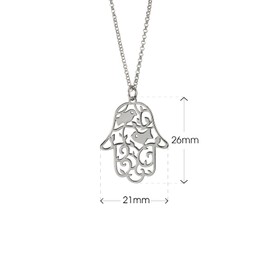 AKA Jewellery - Sterling Silver Hand of Fatima Necklace Hamsa Pendant, Gift for Women and Girls