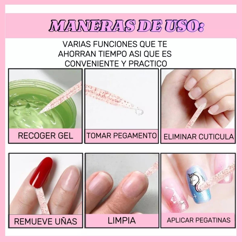 Noved 200 Piezas Palitos De Naranjo Glitter Para Uñas Cutículas