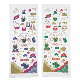 Simple Fresh 2024 Year of the Year of the Year of the Year of the Year of the Year of the Year of the Year of the Year of the Year Hannari Doragon, 12 Sheets (2 Colors x 6 Sheets), White Towel, Print,