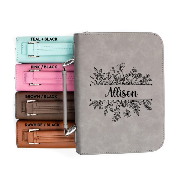 Personalized Wildflower Floral Faux Leather Bible Cover