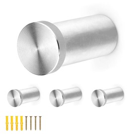 SRJQXH Coat Hooks Silver 4 Pieces Coat Hooks Stainless Steel Coat Hooks Wall for Screwing with Screws and Expansion Tube for Drilling Holes in Walls Bathroom Kitchen Bedroom
